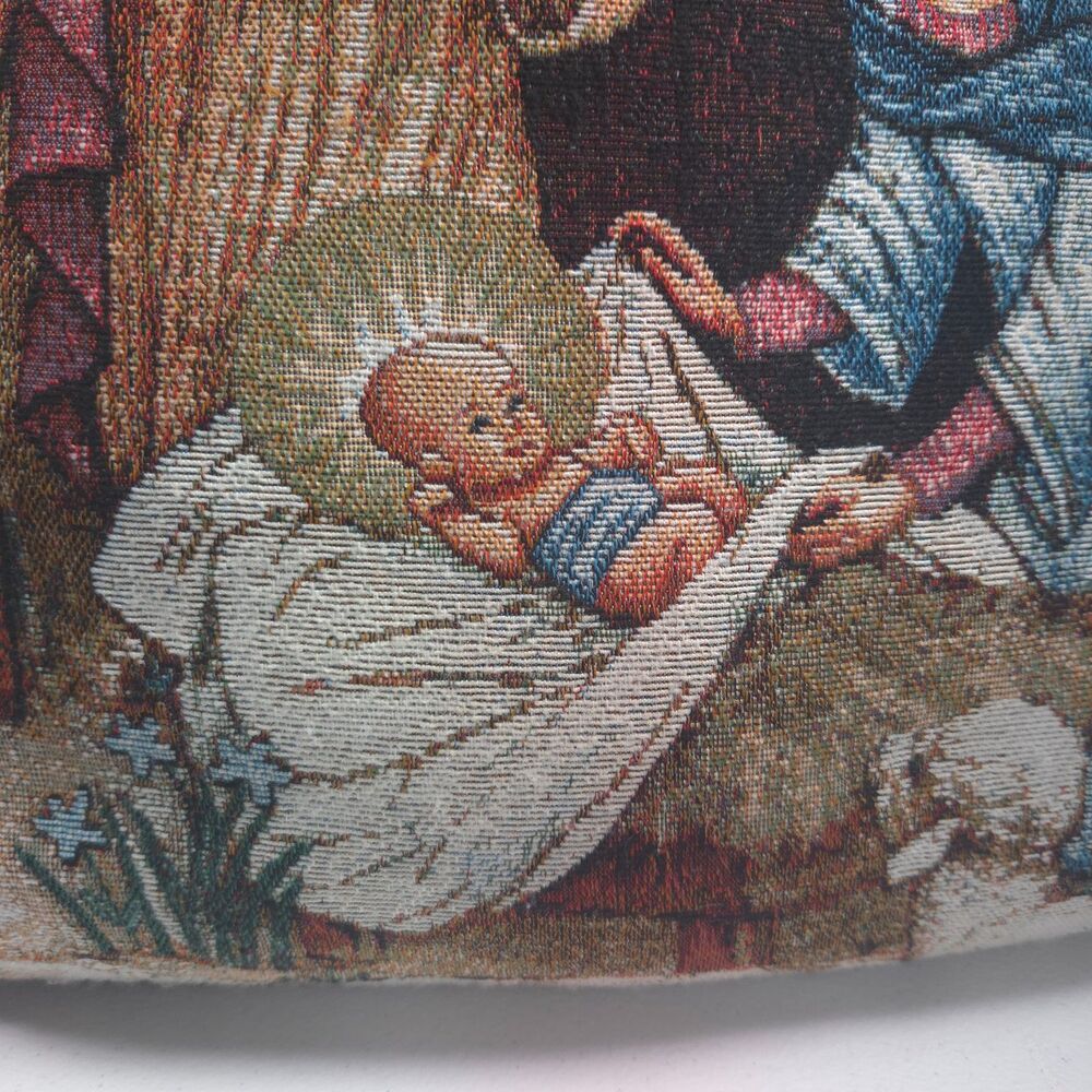 Vintage Nativity Tapestry Pillow 16x16 Mary Joseph Baby Jesus Christmas Decor - Picture 4 of 7